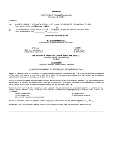 Miniature Nathan's Famous 10-Q Rapport trimestriel 2014 