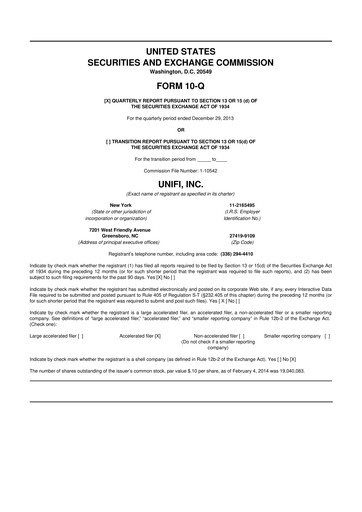 Thumbnail Unifi 10-Q Quarterly Report FY2014 