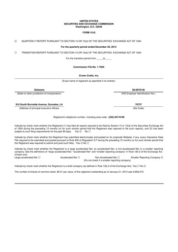 Thumbnail Crown Crafts 10-Q Quarterly Report FY2014 