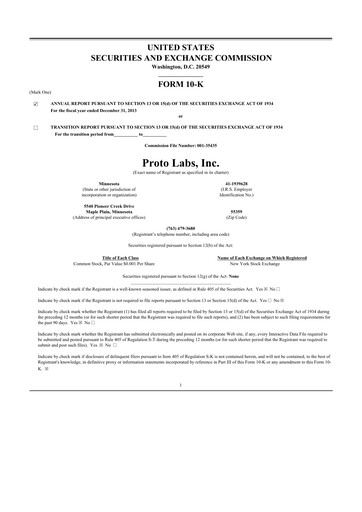 Thumbnail Protolabs 10-K Annual Report 2013