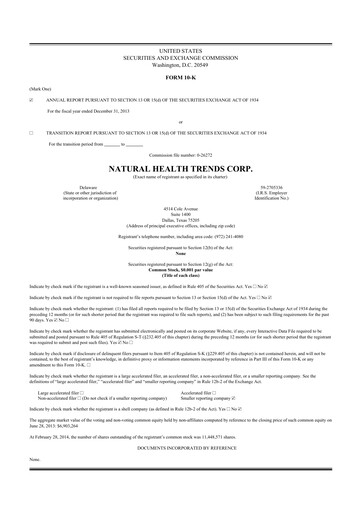 Thumbnail Natural Health Trends 10-K Annual Report 2013