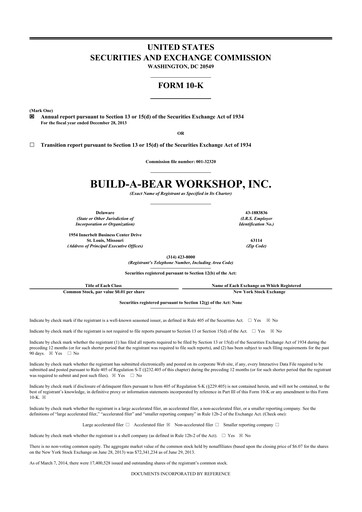 Thumbnail Build-A-Bear Workshop 10-K Annual Report 2013