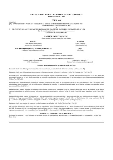 Thumbnail Patrick Industries 10-K Annual Report 2013