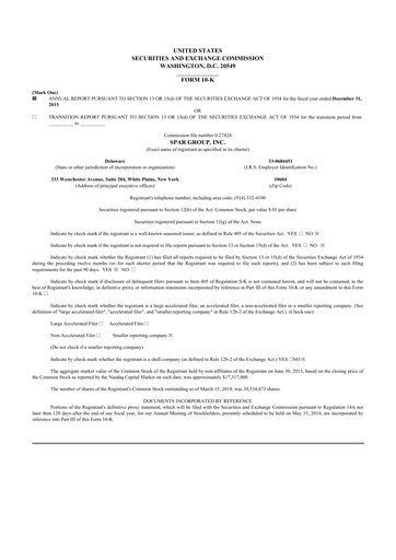 Thumbnail SPAR Group 10-K Annual Report 2013