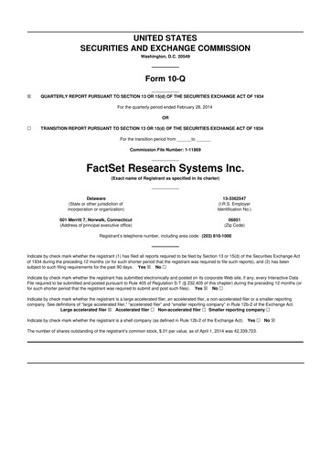 Thumbnail FactSet 10-Q Quarterly Report FY2014 