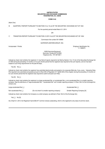 Thumbnail Superior Group of Companies 10-Q Quarterly Report FY2014 
