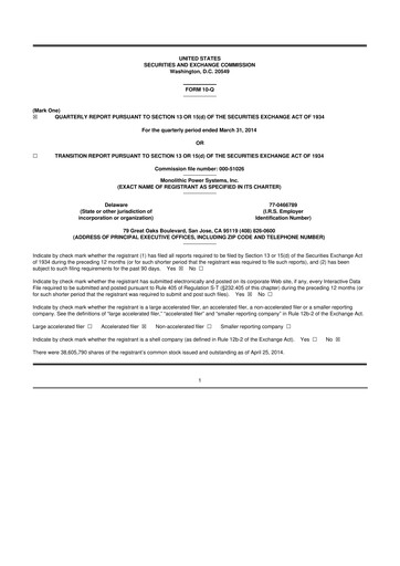 Thumbnail Monolithic Power Systems 10-Q Quarterly Report FY2014 