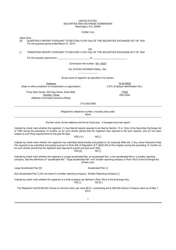 Thumbnail Oil States International
 10-Q Quarterly Report FY 
