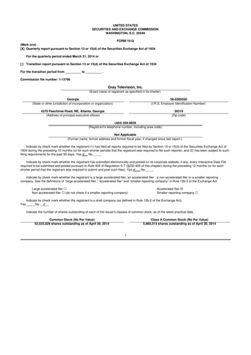 Thumbnail Gray Media
 10-Q Quarterly Report FY2014 