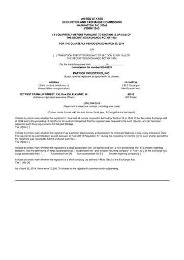 Thumbnail Patrick Industries 10-Q Quarterly Report FY2014 