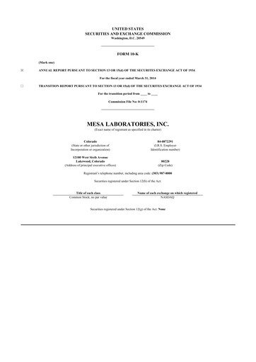 Thumbnail Mesa Laboratories 10-K Annual Report 2014