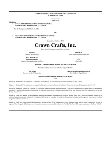Thumbnail Crown Crafts 10-K Annual Report 2014