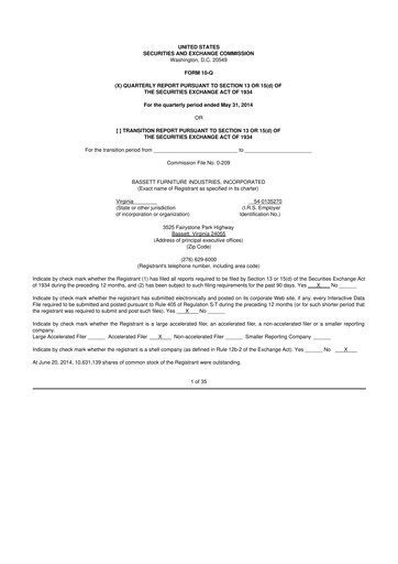 Thumbnail Bassett Furniture 10-Q Quarterly Report FY2014 