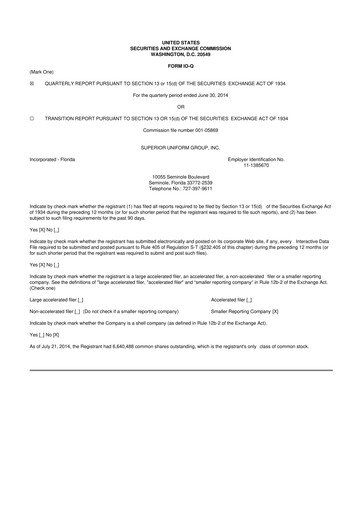 Thumbnail Superior Group of Companies 10-Q Quarterly Report FY2014 