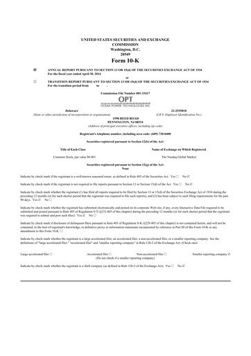 Thumbnail Ocean Power Technologies
 10-K Annual Report 2014