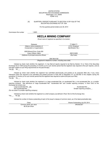 Thumbnail Hecla Mining
 10-Q Quarterly Report FY2014 