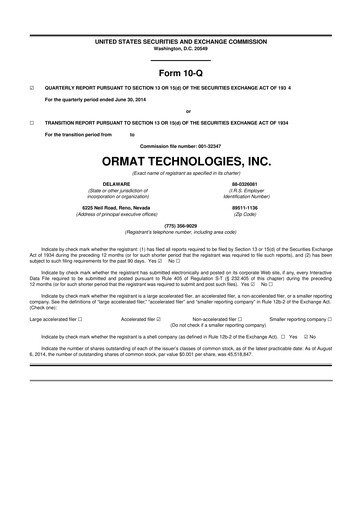 Vorschaubild Ormat Technologies
 10-Q Quartalsbericht 2014 
