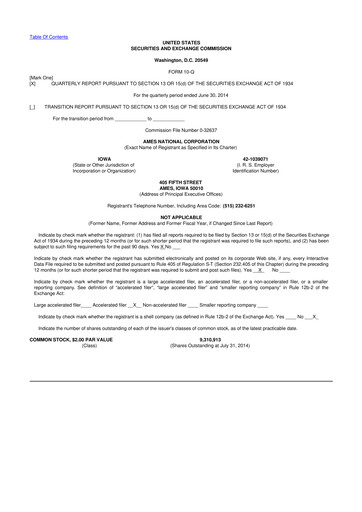 Thumbnail Ames National Corp. 10-Q Quarterly Report FY 