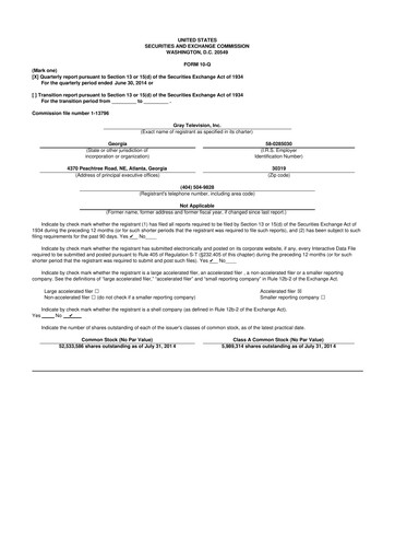 Thumbnail Gray Media
 10-Q Quarterly Report FY2014 