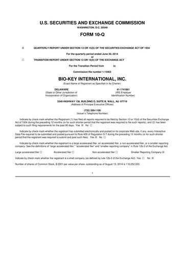 Vorschaubild BIO-key International
 10-Q Quartalsbericht 2014 