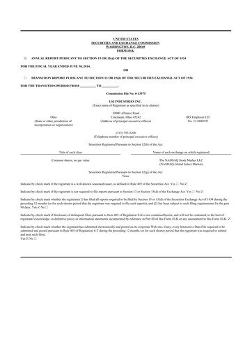 Thumbnail LSI Industries 10-K Annual Report 2014