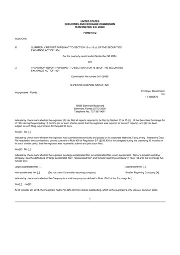 Thumbnail Superior Group of Companies 10-Q Quarterly Report FY2014 