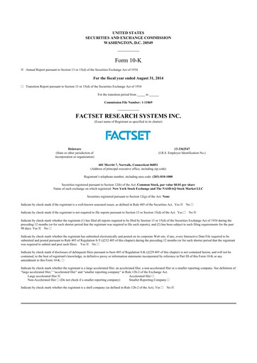 Thumbnail FactSet 10-K Annual Report 2014