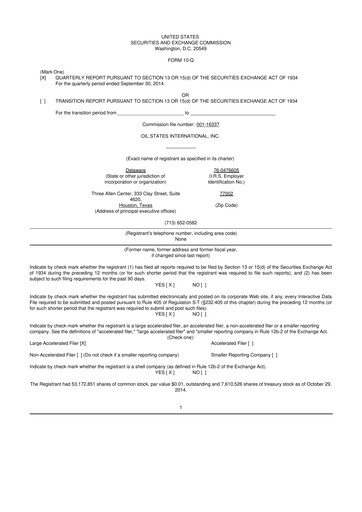 Thumbnail Oil States International
 10-Q Quarterly Report FY 