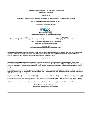 Thumbnail Middlefield Banc
 10-Q Quarterly Report FY2014 