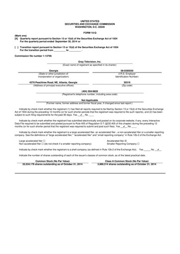 Thumbnail Gray Media
 10-Q Quarterly Report FY2014 