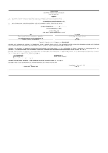 Thumbnail Olympic Steel
 10-Q Quarterly Report FY2014 