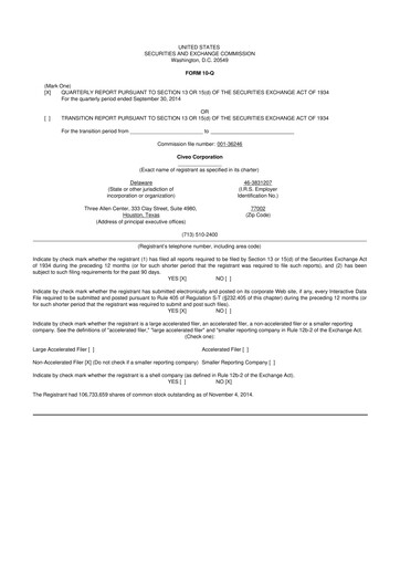 Thumbnail Civeo 10-Q Quarterly Report FY2014 