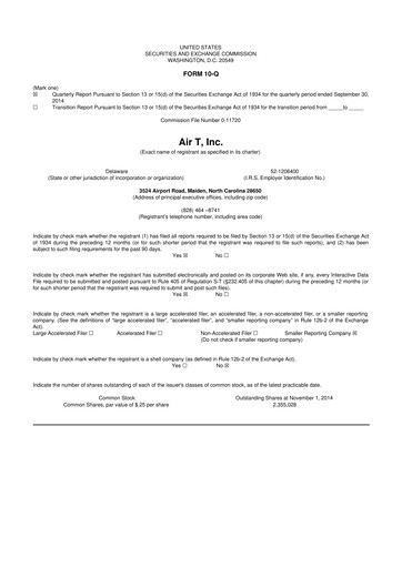 Miniature Air T, Inc. 10-Q Rapport trimestriel  