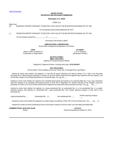 Thumbnail Ames National Corp. 10-Q Quarterly Report FY 