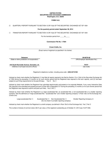 Thumbnail Crown Crafts 10-Q Quarterly Report FY2015 