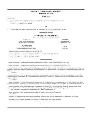 Thumbnail Daily Journal 10-K Annual Report 2014