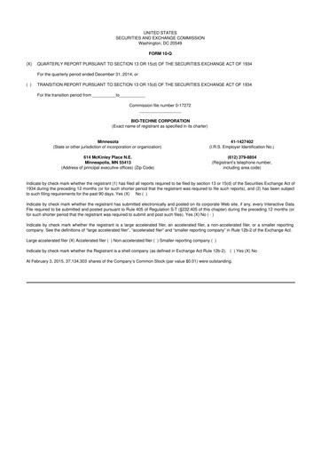 Vorschaubild Bio-Techne 10-Q Quartalsbericht 2015 