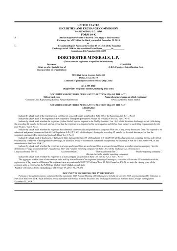 Thumbnail Dorchester Minerals 10-K Annual Report 2014