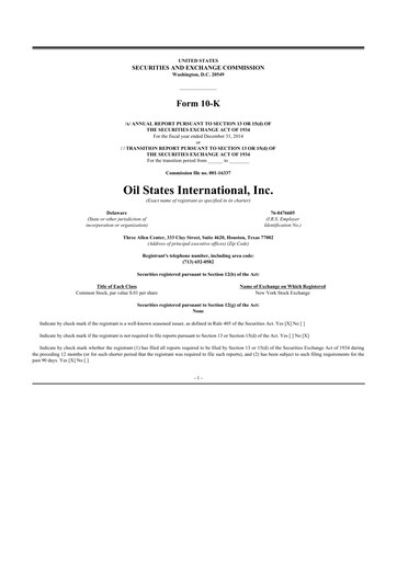Thumbnail Oil States International
 10-K Annual Report 2014