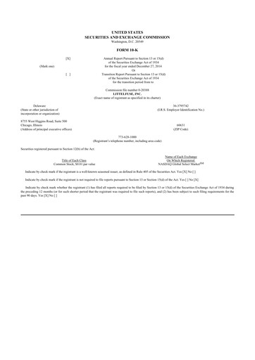 Thumbnail Littelfuse 10-K Annual Report 2014