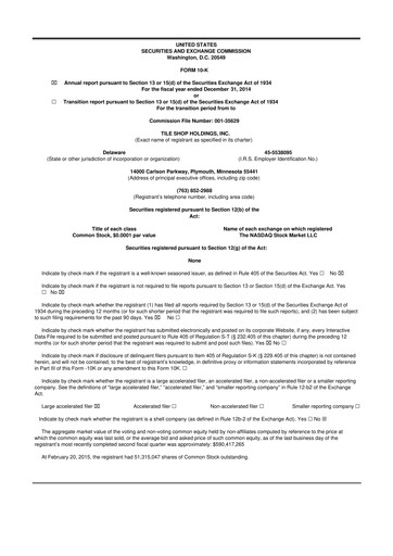 Vorschaubild Tile Shop Holdings 10-K Jahresbericht 2014