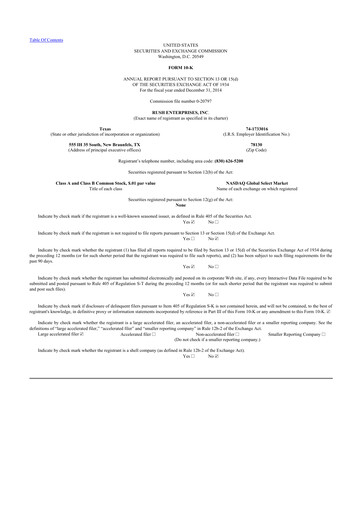 Thumbnail Rush Enterprises
 10-K Annual Report 2014