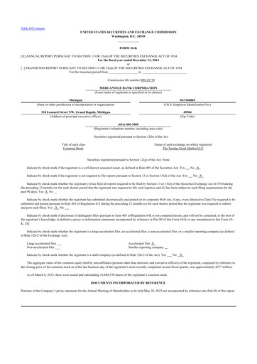 Thumbnail Mercantile Bank 10-K Annual Report 2014