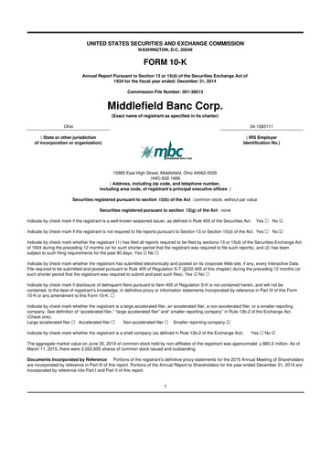 Thumbnail Middlefield Banc
 10-K Annual Report 2014
