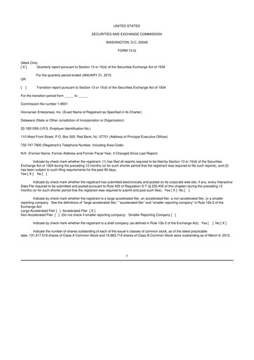 Vorschaubild Hovnanian Enterprises
 10-Q Quartalsbericht  