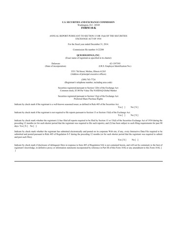 Thumbnail QCR Holdings
 10-K Annual Report 2014