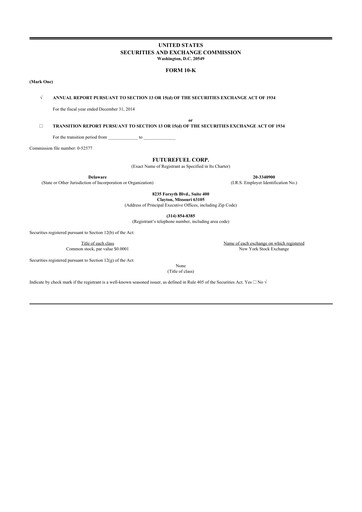 Thumbnail FutureFuel 10-K Annual Report 2014