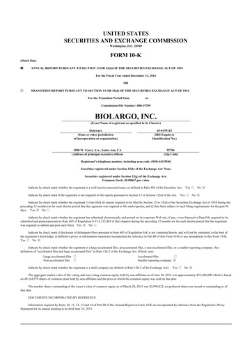 Thumbnail BioLargo 10-K Annual Report 2014