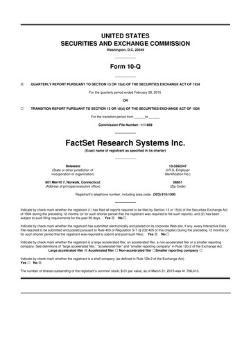 Thumbnail FactSet 10-Q Quarterly Report FY2015 