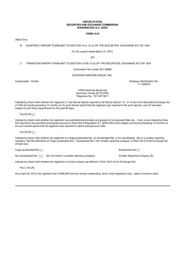 Thumbnail Superior Group of Companies 10-Q Quarterly Report FY2015 